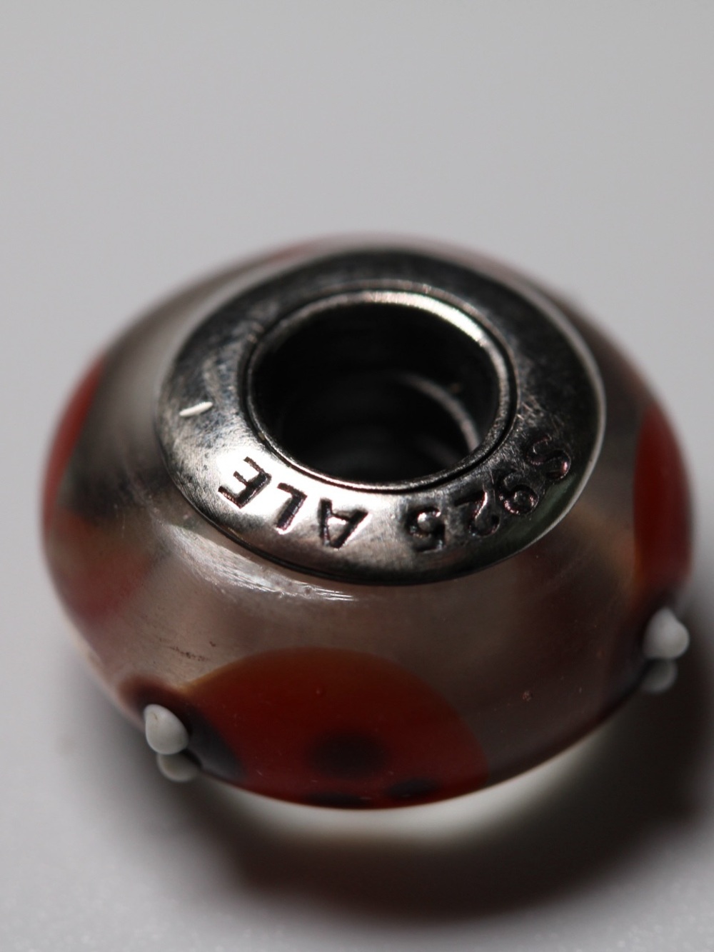Pandora Ladybug Murano Glass Charm Red Black S925 ALE Retired Bead